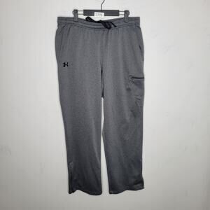 Under Armour Sweat Pants Size XL Loose Gray Spell Out Ankle Zip Wide Leg